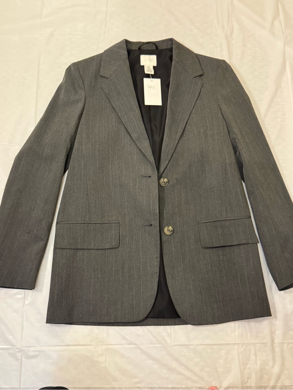 Women's Gray Pinstripe Blazer Jacket